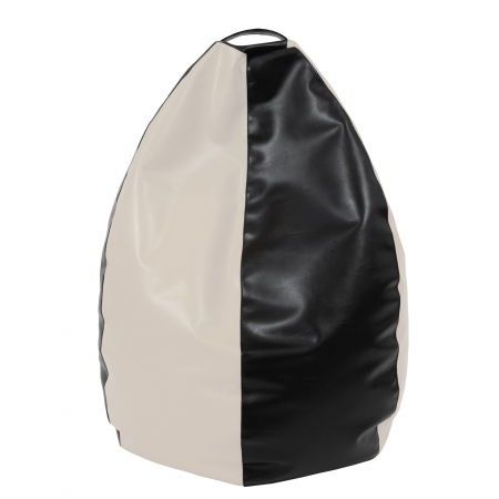 Fotolii Puf - Mara - fotoliu puff - imitatie piele - negru/crem