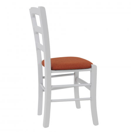 Scaun Paesana, cadru fag, culoare alb, material stofa S25 portocaliu [2]