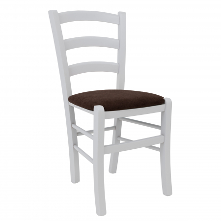 Scaune bucatarie - Scaun Paesana, cadru fag, culoare alb, material stofa K7 maro