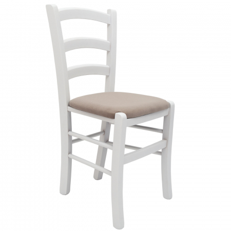 Scaune bucatarie - Scaun Paesana, cadru fag, culoare alb, material stofa K8 crem