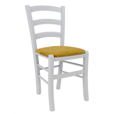 Scaune bucatarie - Scaun Paesana, cadru fag, culoare alb, material stofa E51 galben