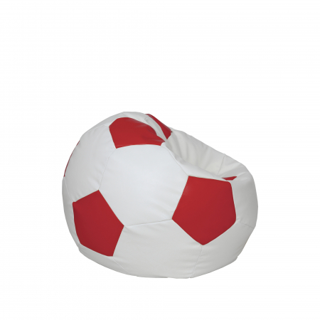 Baby Ball - fotoliu puf - imitatie piele alb/rosu [1]