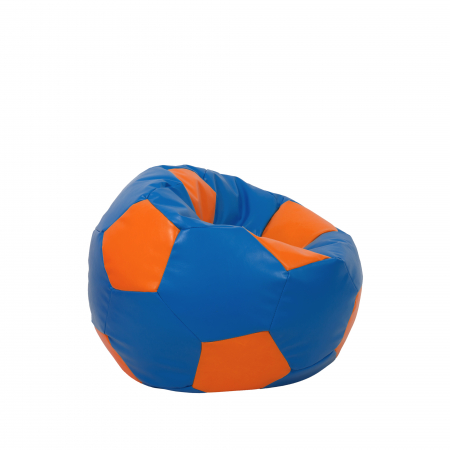 Baby Ball - fotoliu puf - imitatie piele albastru/portocaliu [1]