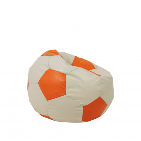 Baby Ball - fotoliu puf - imitatie piele crem/portocaliu [1]