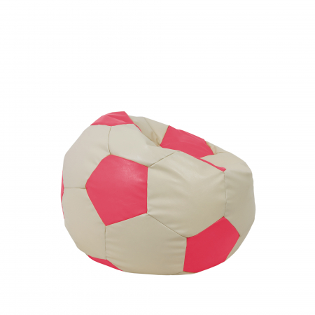 Baby Ball - fotoliu puf - imitatie piele crem/roz [1]