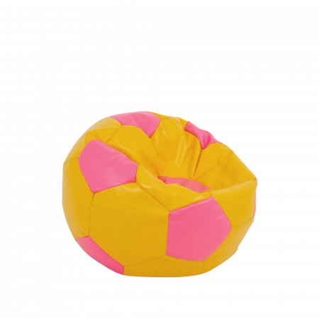 Baby Ball - fotoliu puf - imitatie piele galben/roz [1]