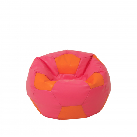 Fotolii Puf - Baby Ball - fotoliu puf - imitatie piele roz/portocaliu
