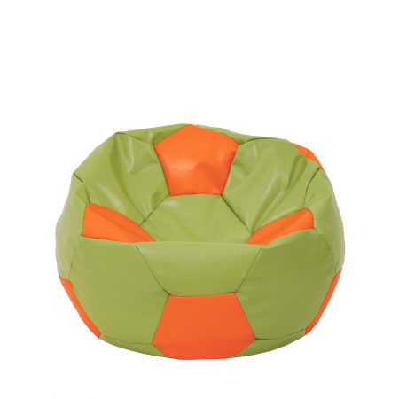 Fotolii Puf - Baby Ball - fotoliu puf - imitatie piele verde/portocaliu