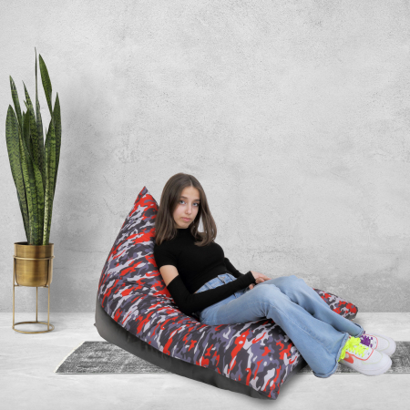 Bean bag Relax - Camuflaj rosu - Imitatie piele negru [3]