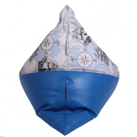 Bean bag Relax - Corabii fond bleu - Imitatie piele albastru [4]