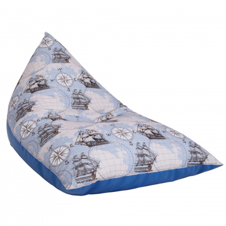 Fotolii Puf - Bean bag Relax - Corabii fond bleu - Imitatie piele albastru