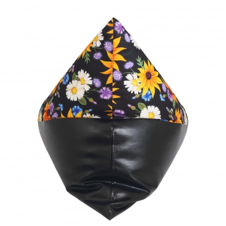 Bean bag Relax - Flori de camp - Imitatie piele negru [6]