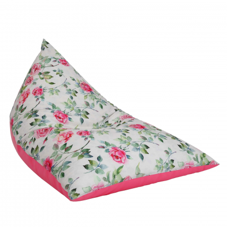 Fotolii Puf - Bean bag Relax - Trandafiri acuarela - Imitatie piele roz