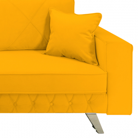 Canapea Alisson catifea v48 galben mustar, extensibila cu lada de depozitare si picioare argintii, 230x105x80 [6]