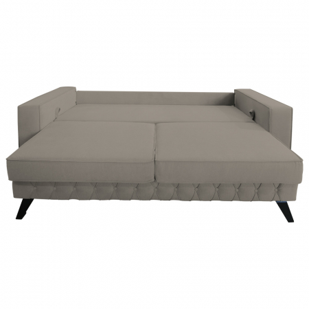 Canapea Alisson stofa p86 gri deschis, extensibila cu lada de depozitare si picioare metalice negre, 230x105x80 [4]