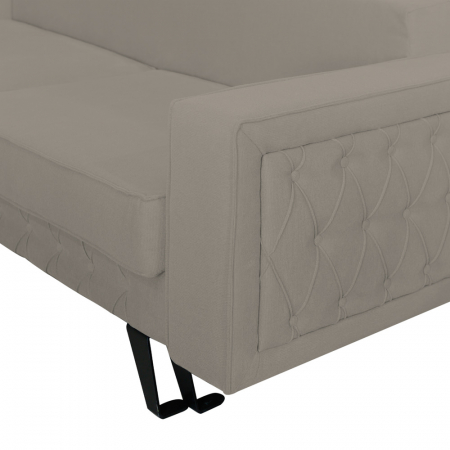 Canapea Alisson stofa p86 gri deschis, extensibila cu lada de depozitare si picioare metalice negre, 230x105x80 [5]