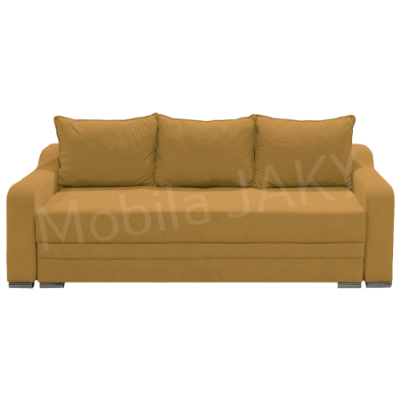Magazin - Canapea extensibila Gina, 3 locuri, galben mustar, cu lada de depozitare, dimensiune 226x98x78 cm