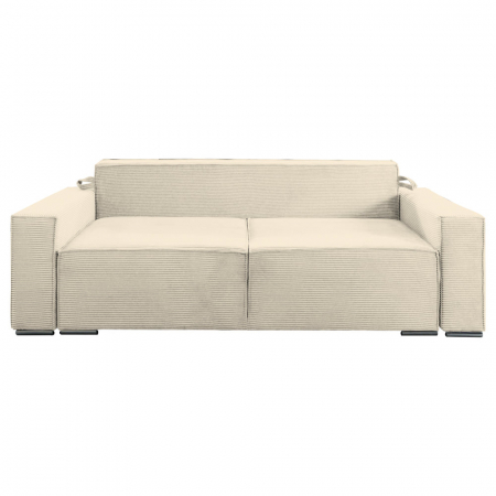 Canapea Lincoln catifea raiata, L03 crem, extensibila  cu lada de depozitare 230x100x82 [3]