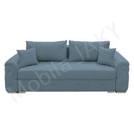 Magazin - Canapea extensibila Lorena, 3 locuri, albastru deschis, cu lada de depozitare, dimensiune 247x96x78 cm