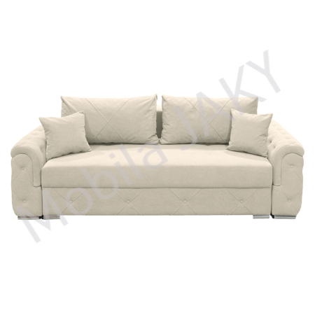 Magazin - Canapea extensibila Lorena, 3 locuri, crem, cu lada de depozitare, dimensiune 247x96x78 cm