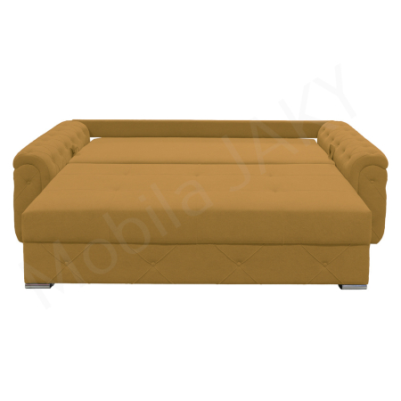 Canapea extensibila Lorena, 3 locuri, galben mustar, cu lada de depozitare, dimensiune 247x96x78 cm [2]