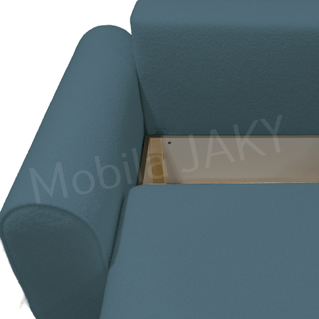 Canapea extensibila MELINA, 3 locuri, stofa boucle albastru deschis 73, cu lada de depozitare, dimensiunea 244x100x80 cm [7]