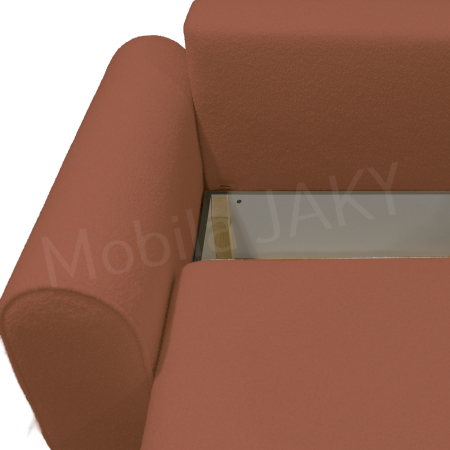 Canapea extensibila MELINA, 3 locuri, stofa boucle caramiziu 54, cu lada de depozitare, dimensiunea 244x100x80 cm [7]