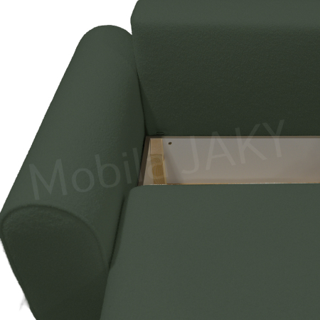 Canapea extensibila MELINA, 3 locuri, stofa boucle verde 37, cu lada de depozitare, dimensiunea 244x100x80 cm [7]