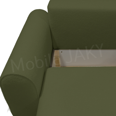 Canapea extensibila MELINA, 3 locuri, stofa boucle verde olive 38, cu lada de depozitare, dimensiunea 244x100x80 cm [7]
