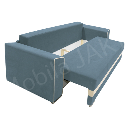 Canapea extensibila Nicole, 3 locuri, albastru deschis + crem, cu lada de depozitare, dimensiune 237x96x78cm [3]