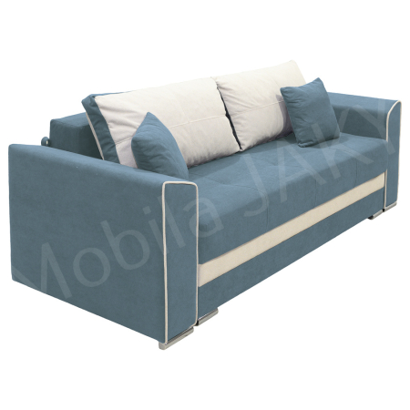 Canapea extensibila Nicole, 3 locuri, albastru deschis + crem, cu lada de depozitare, dimensiune 237x96x78cm [2]