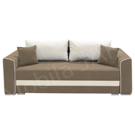 Magazin - Canapea extensibila Nicole, 3 locuri, cappuccino + crem, cu lada de depozitare, dimensiune 237x96x78cm