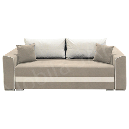 Magazin - Canapea extensibila Nicole, 3 locuri,bej + crem, cu lada de depozitare, dimensiune 237x96x78cm