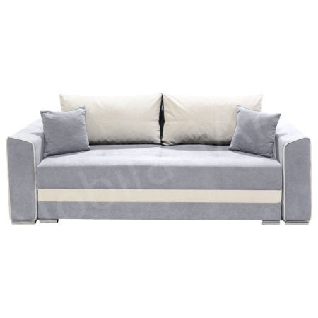 Magazin - Canapea extensibila Nicole, 3 locuri, gri deschis + crem, cu lada de depozitare, dimensiune 237x96x78cm