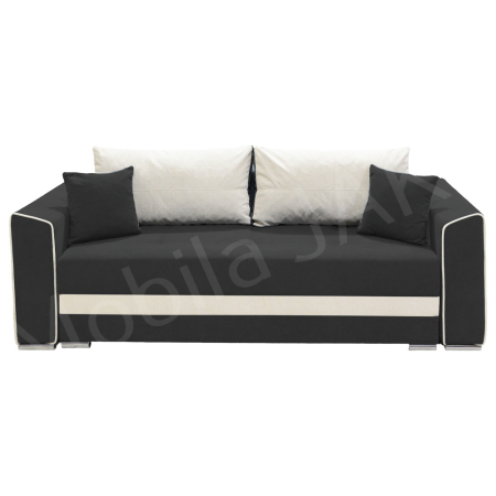 Magazin - Canapea extensibila Nicole, 3 locuri, gri inchis + crem, cu lada de depozitare, dimensiune 237x96x78cm