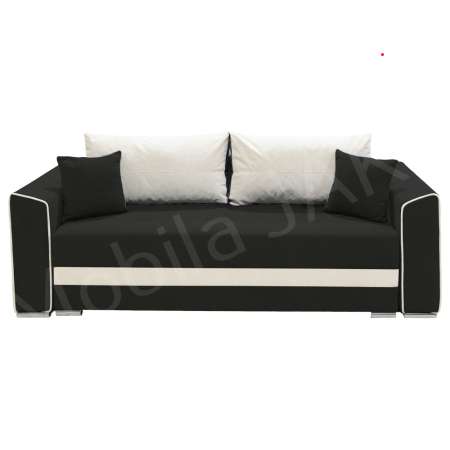 Magazin - Canapea extensibila Nicole, 3 locuri, negru + crem, cu lada de depozitare, dimensiune 237x96x78cm