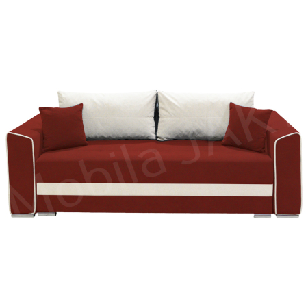 Magazin - Canapea extensibila Nicole, 3 locuri, rosu caramiziu + crem, cu lada de depozitare, dimensiune 237x96x78cm
