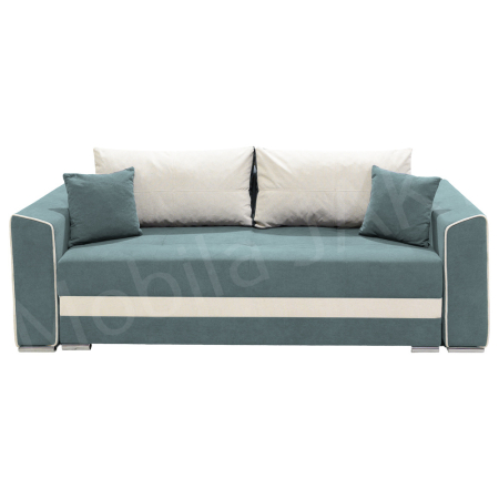 Magazin - Canapea extensibila Nicole, 3 locuri, verde marin + crem, cu lada de depozitare, dimensiune 237x96x78cm