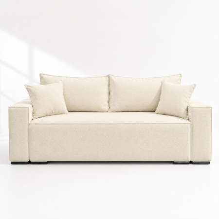 Canapele - Canapea Nube stofa boucle, N02 crem, extensibila cu lada de depozitare, 230x100x82