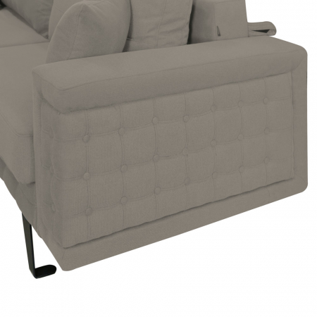 Canapea Omega stofa p86 gri deschis, extensibila cu lada de depozitare si picioare metalice negre, 230x105x80 [6]