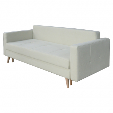 Canapea Sofia stofa p04 alb, extensibila cu lada de depozitare si picioare de lemn, 220x90x80 [5]