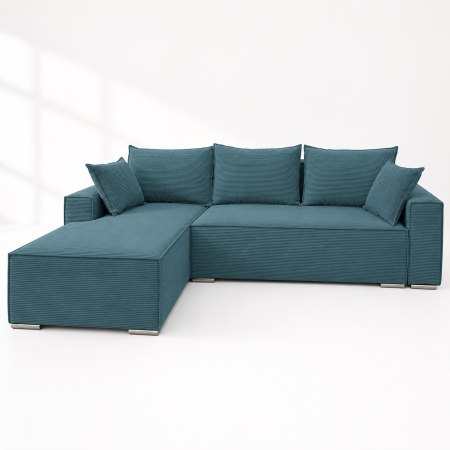 Coltare - Coltar extensibil Lincoln mini stanga, cu lada de depozitare, 280*185*102 cm, turcoaz 75N