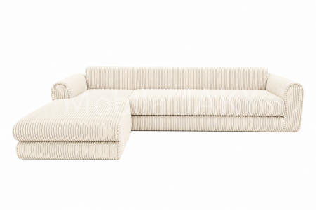 Coltar extensibil LINEA MINI  stanga, cu lada de depozitare, 285*160*100 cm, stofă raiată pufoasă CREM [3]