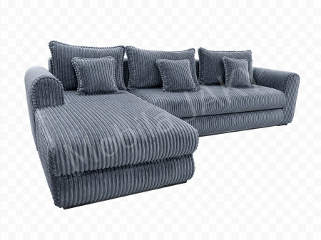 Coltare - Coltar extensibil LINEA MINI stanga, cu lada de depozitare, 285*160*100 cm, stofă raiată pufoasă  gri
