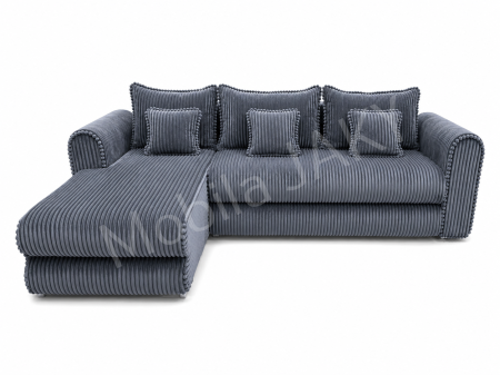 Coltar extensibil LINEA MINI stanga, cu lada de depozitare, 285*160*100 cm, stofă raiată pufoasă  gri [1]