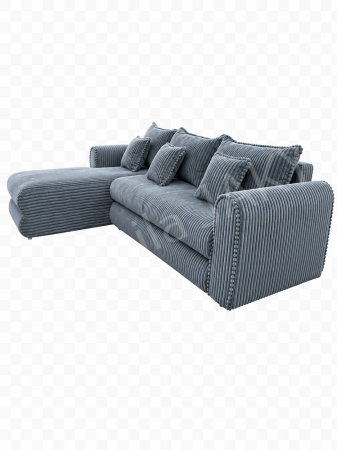 Coltar extensibil LINEA MINI stanga, cu lada de depozitare, 285*160*100 cm, stofă raiată pufoasă  gri [4]
