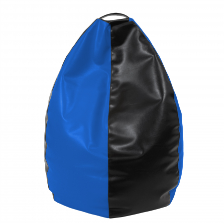 Fotolii Puf - Mara - fotoliu puff - imitatie piele - negru/albastru