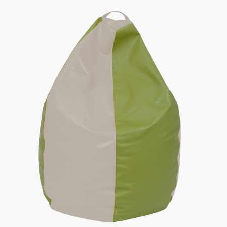 Mara - fotoliu puff - imitatie piele - crem/ verde