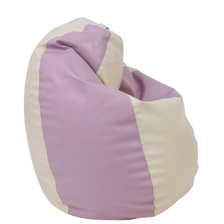 Mara - fotoliu puff - imitatie piele - crem/mov [2]
