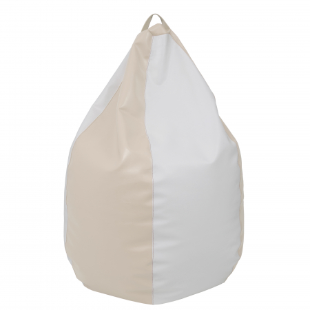 Mara - fotoliu puff - imitatie piele - crem/alb